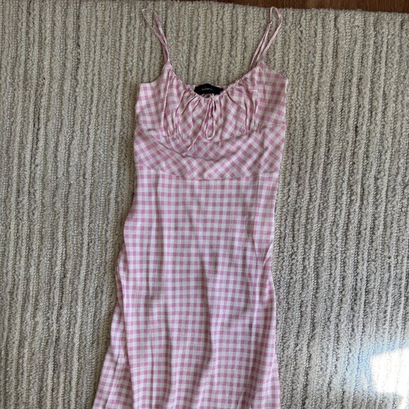 Realisation Par Elsa Gingham Pink Midi Dress Size Small - Picture 3 of 8